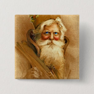 Old World Santa Claus, Vintage Victorian St. Nick 15 Cm Square Badge