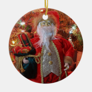 Old World Santa closeup Ceramic Tree Decoration