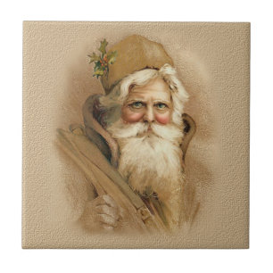 Old World Santa  in Brown Tile