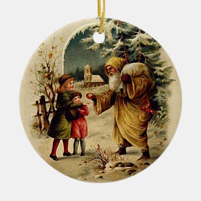 Old World Santa Ornament (Circle) (Front)