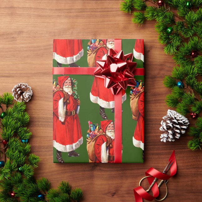 Old World Santa Vintage Christmas  Wrapping Paper (Holiday Gift)