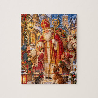 Old World St. Nicholas Christmas Village Storybook Jigsaw Puzzle