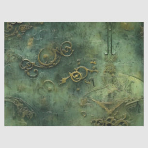 Old World Steampunk Gears Emerald Tissue Paper