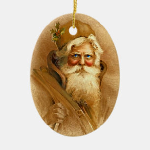 Old World Victorian Santa Claus Ceramic Tree Decoration
