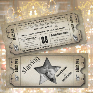 Old World Vintage Mediaeval Ticket Wedding Invitation