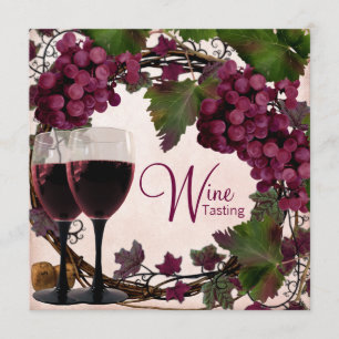 Old World Vintage Red Green Grapes Wine Tasting Invitation