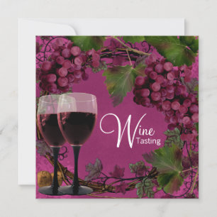 Old World Vintage Red Green Grapes Wine Tasting Invitation