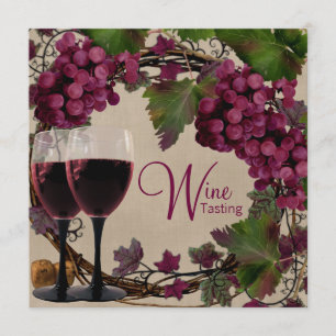 Old World Vintage Red Green Grapes Wine Tasting Invitation