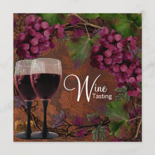 Old World Vintage Red Green Grapes Wine Tasting Invitation