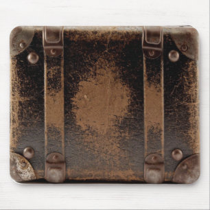 Old worn leather luggage mouse mat