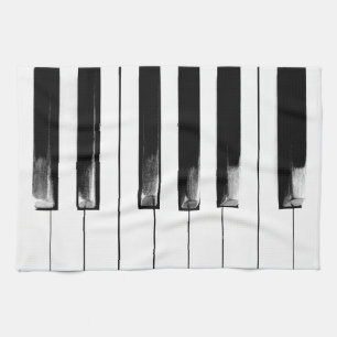 Old Worn Piano Keys Tea Towel