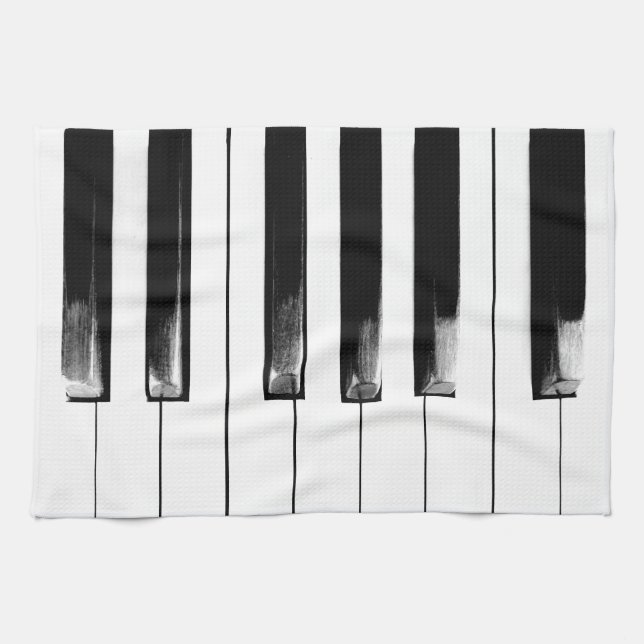 Old Worn Piano Keys Tea Towel (Horizontal)