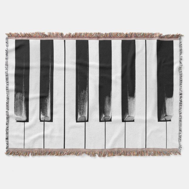 Old Worn Piano Keys Throw Blanket (Front)