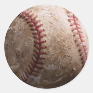 Old worn rugged baseball stickers
