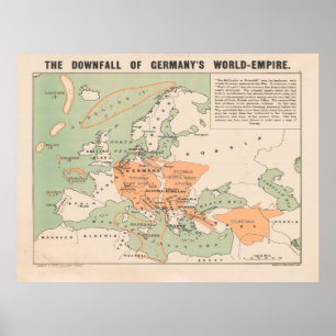 Old WWI Downfall of Germany Map (1917) Poster