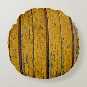 Old yellow door or fence with different paint, nat round cushion
