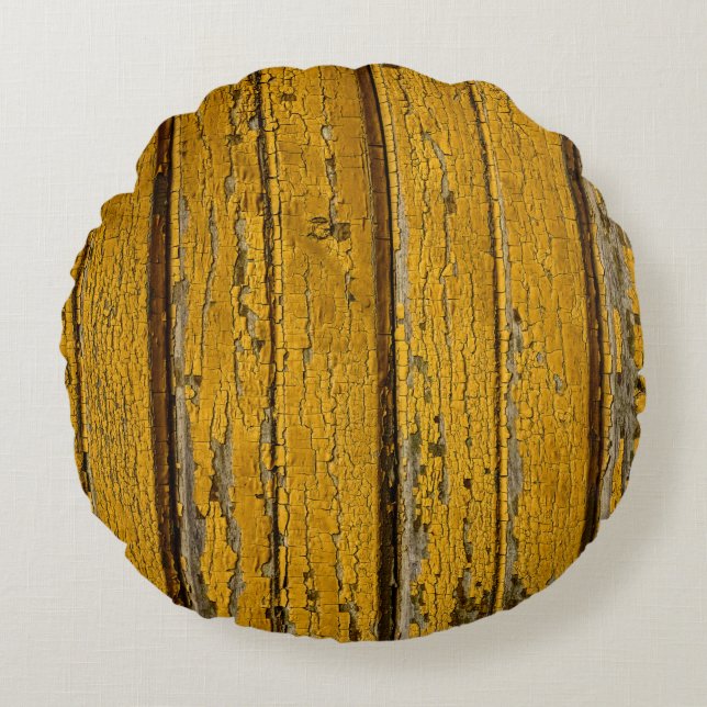 Old yellow door or fence with different paint, nat round cushion (Front)