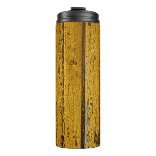 Old yellow door or fence with different paint, nat thermal tumbler