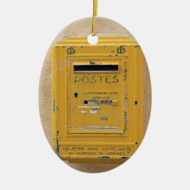 Old yellow mailbox ornament (Front)