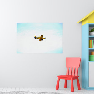 Old Yellow Propeller Aeroplane Art  Poster