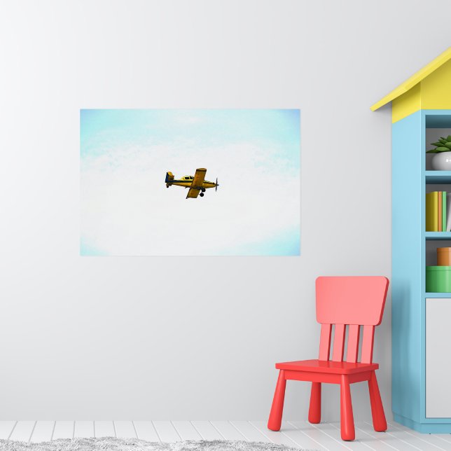 Old Yellow Propeller Aeroplane Art  Poster (Nursery 1)