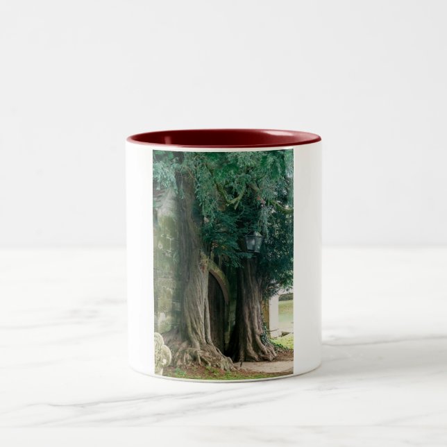 Old Yew Trees Two-Tone Coffee Mug (Center)