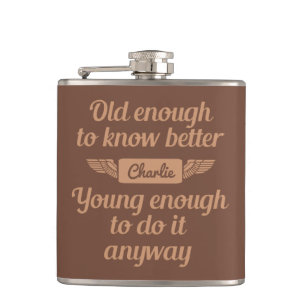 "Old & Young" custom name flask