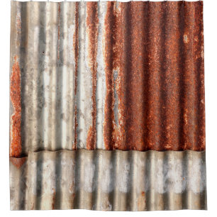 old zine and rusty corrugated texture background. shower curtain