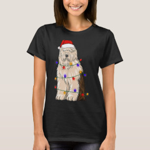 Olde English Sheepdog Dog Wearing Christmas Hat Li T-Shirt