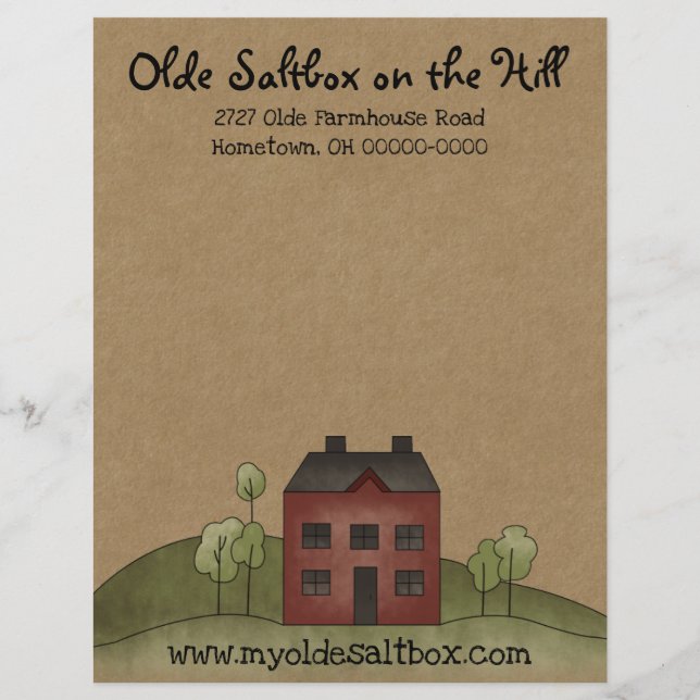 Olde Red Saltbox Primitive Letterhead (Front)