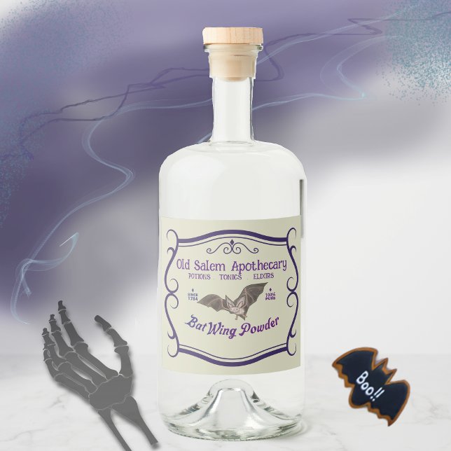 Olde Salem Apothecary BAT TONIC Liquor Bottle Label (Olde Salem Apothecary BAT TONIC Liquor Bottle Label)