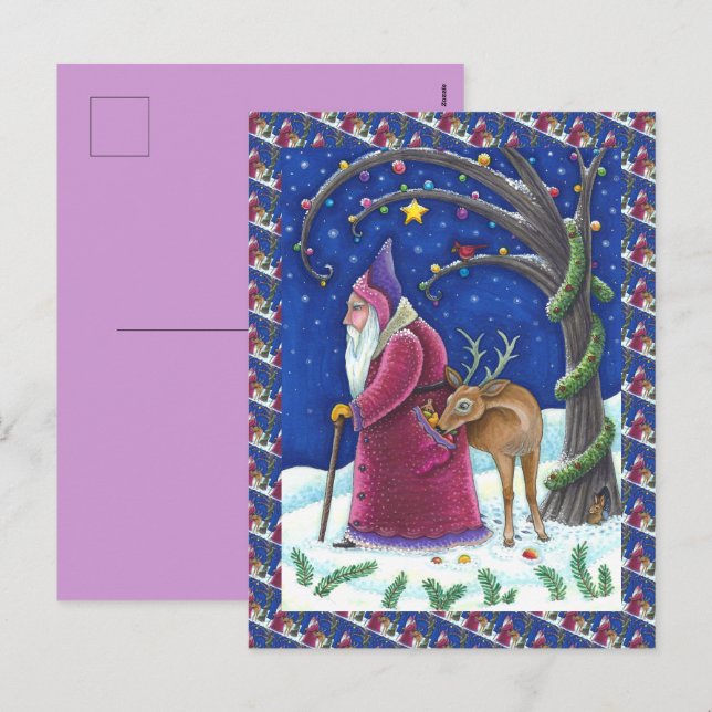 OLDE WORLD BELSNICKLE & HUNGRY REINDEER, CHRISTMAS HOLIDAY POSTCARD (Front/Back)