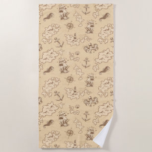 Olden nautical themed sepia pattern beach towel