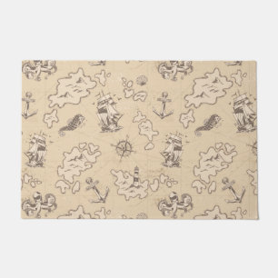 Olden nautical themed sepia pattern doormat