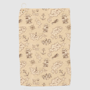 Olden nautical themed sepia pattern golf towel