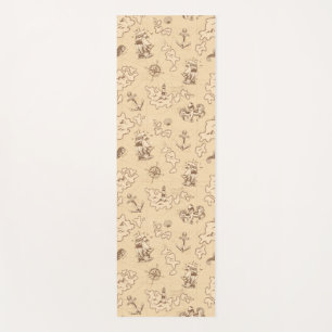 Olden nautical themed sepia pattern yoga mat