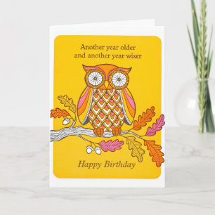 Older and Wiser Owl Letterpress Card