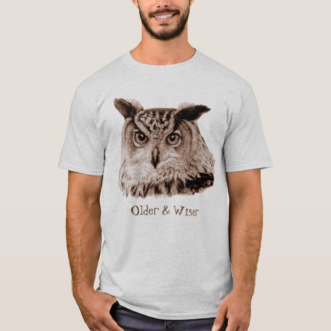 Older and wiser owl t-shirt (Front)