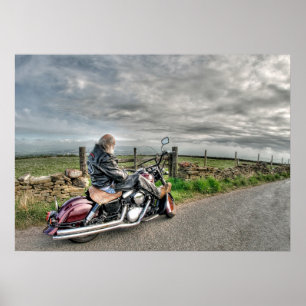 Older Biker Motorcycle American-Made Poster