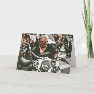 Older Biker Motorcycle Rider V-Twin Birthday Card