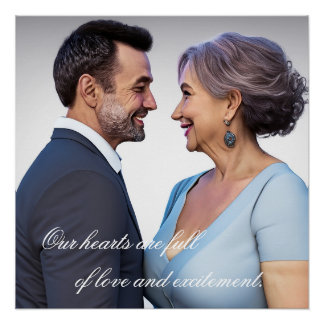 Older Couple Romantic Candid Pictures in Love Poster