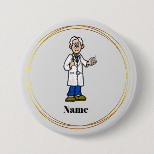 Older Grey Hair Male Doctor Name Button