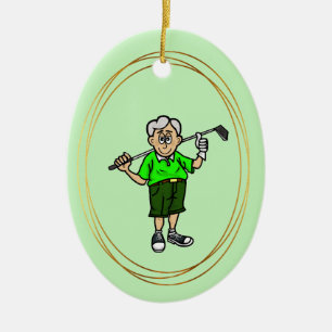 Older Grey Hair Male Golfer Ornament