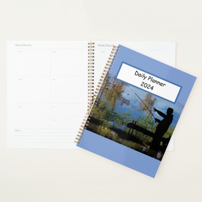 Older Man Fishing Retirement Daily Planner (Display)