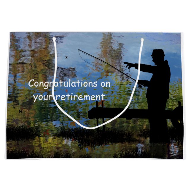 Older Man Fishing Retirement Gift Bag (Front)
