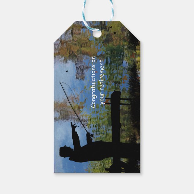 Older Man Fishing Retirement Gift Tag (Front)