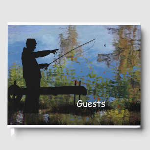Older Man Fishing Retirement Guest Book