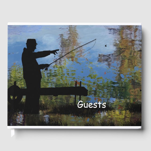 Older Man Fishing Retirement Guest Book (Front)