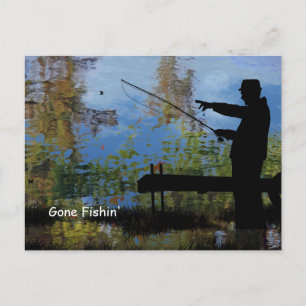 Older Man Fishing Retirement Postcard