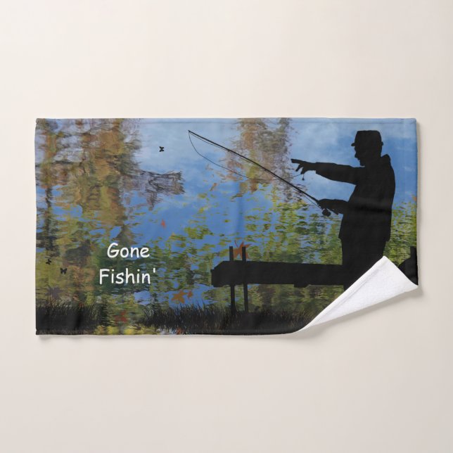 Older Man Fishing Retirement Sports Hand Towel (Hand Towel)